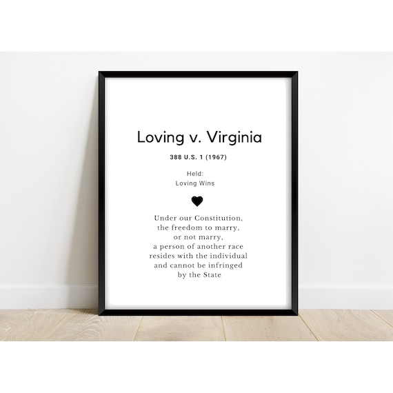 Loving V Virginia Print W Constitutional Quote Held Case Etsy Australia