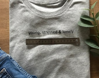 Bügelbild Statement Shirt T-Shirt - young, srressed & lonely - Fashion - Lettering - Pillowcase - Pillowcase - Personal Gift