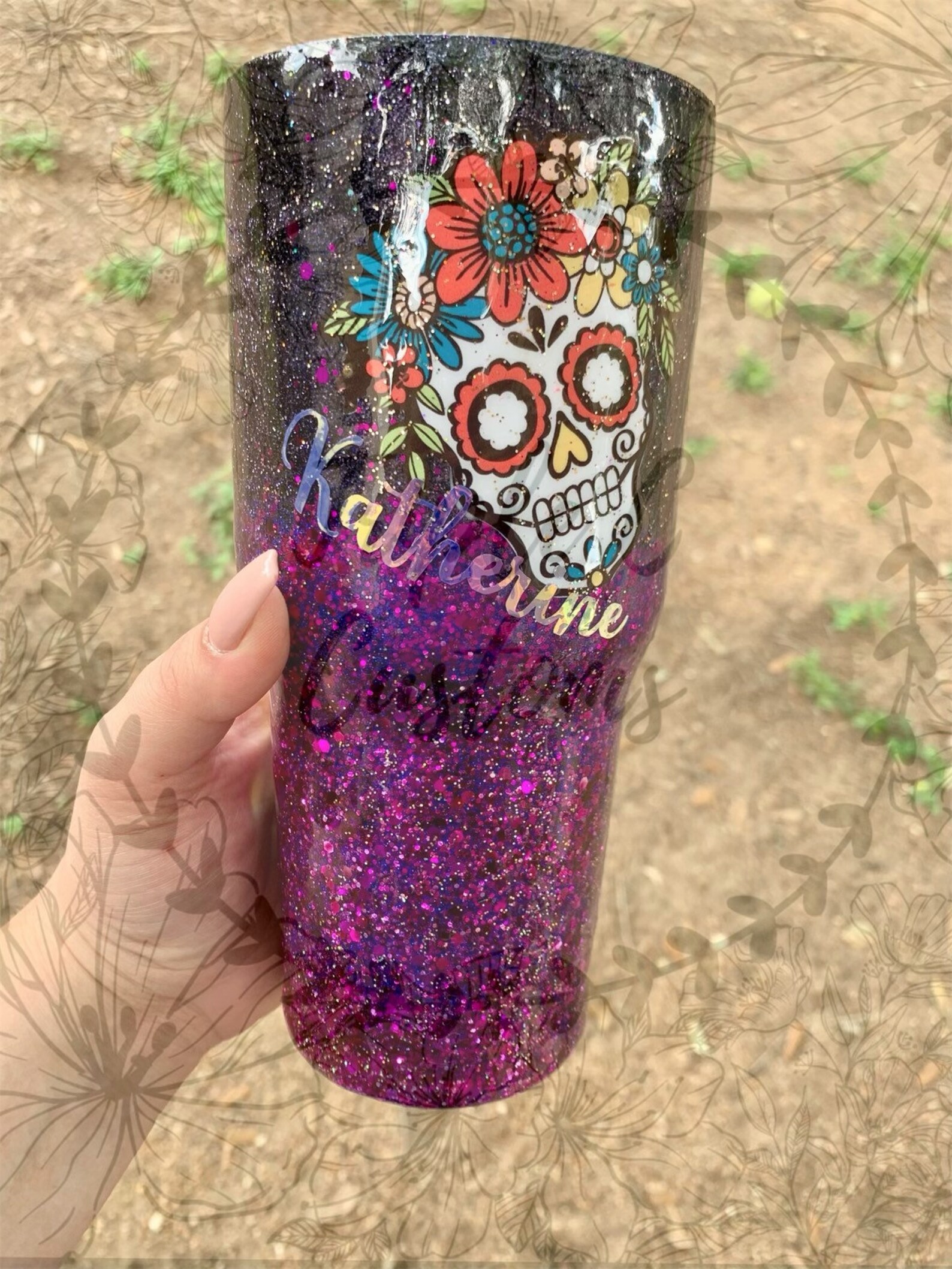 Custom Sugar Skull Tumbler Sugar Skulls Ombré Tumbler Etsy