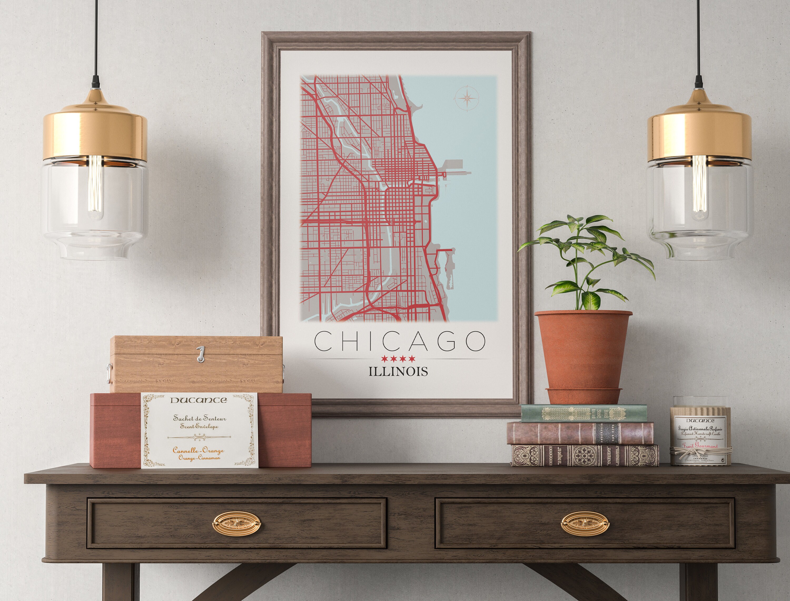 Map of Chicago Wall Art Chicago, Illinois Map Digital Download, Great