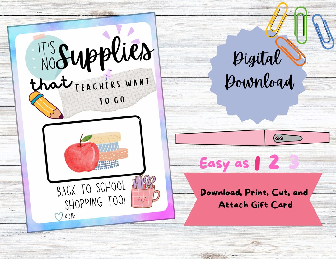 PRINTABLE Back to School Gift Card Holder for Teachers, First Day of ...
