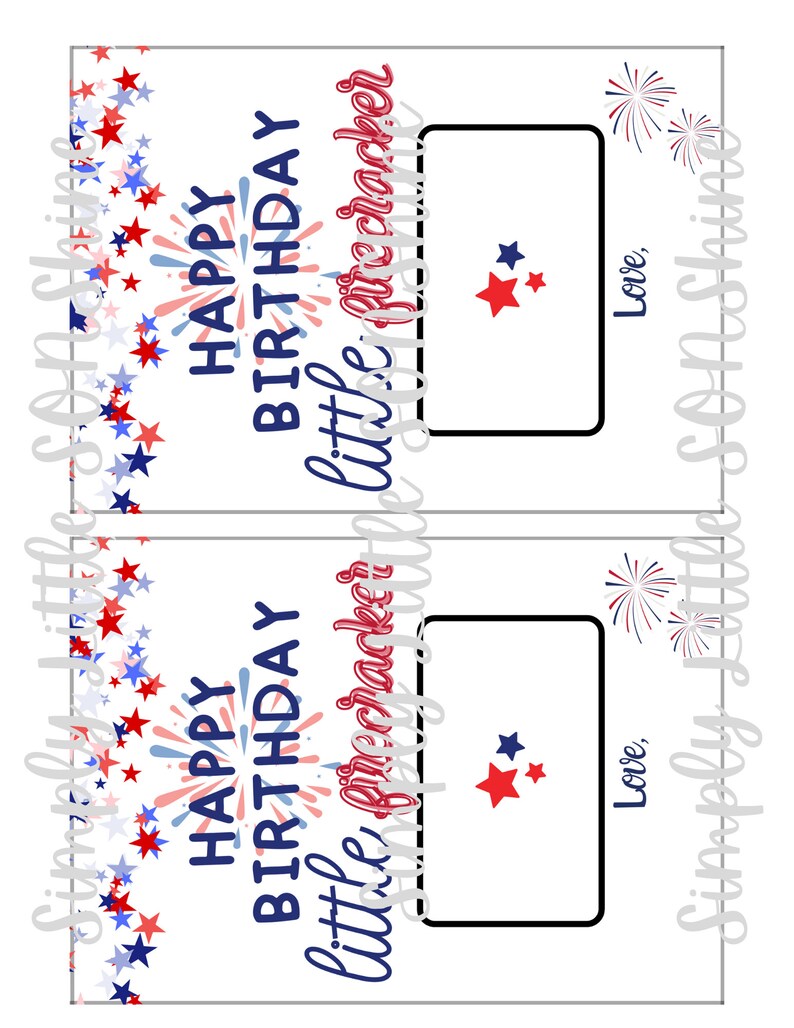 PRINTABLE Fourth of July Birthday Gift Card Holder Kid #39 s Birthday 4th PRINTABLE Fourth of July Birthday Gift Card Holder Kid #39 s Birthday 4th