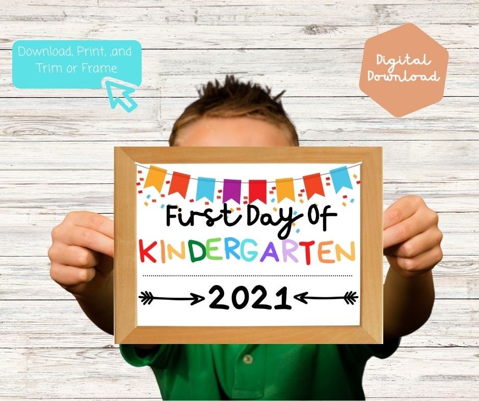 First Day Of Kindergarten Printable Sign Back To School Sign Etsy