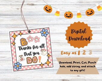 Afdrukbare cadeaukaartjes voor het spookseizoen, cadeau Halloween-leraar (digitale download)