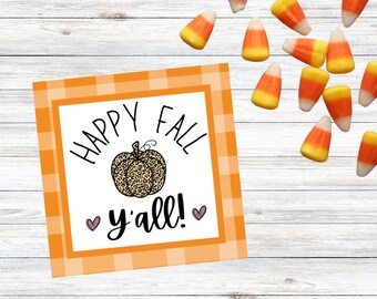 Happy Fall Y'all-cadeaukaartje: afdrukbaar Halloween-bedankje (digitale download)