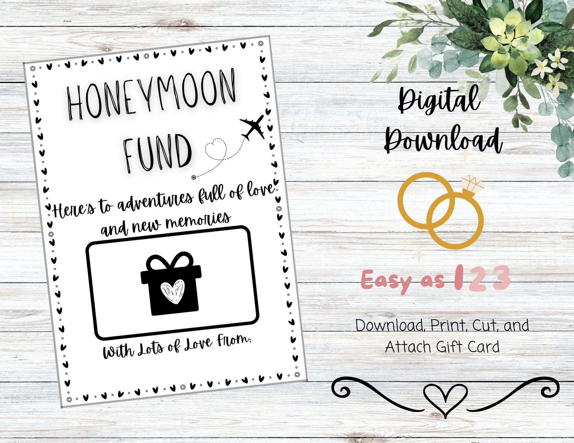 PRINTABLE Honeymoon Fund Gift Card Holder, Wedding Gift, Present for ...
