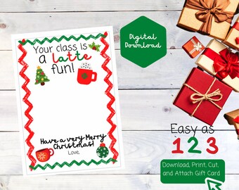 Printable Christmas Teacher Gift Card Holder (Digital Download)