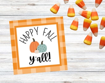 Happy Fall Y'all Gift Tag: Autumn Treat Bag Label (Digital Download)