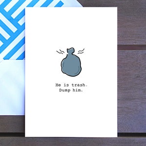 Lui è Trash. Scaricalo / Rompi, Self Heal Card, Citazione ispiratrice, Semplice doodle carino, 4x6