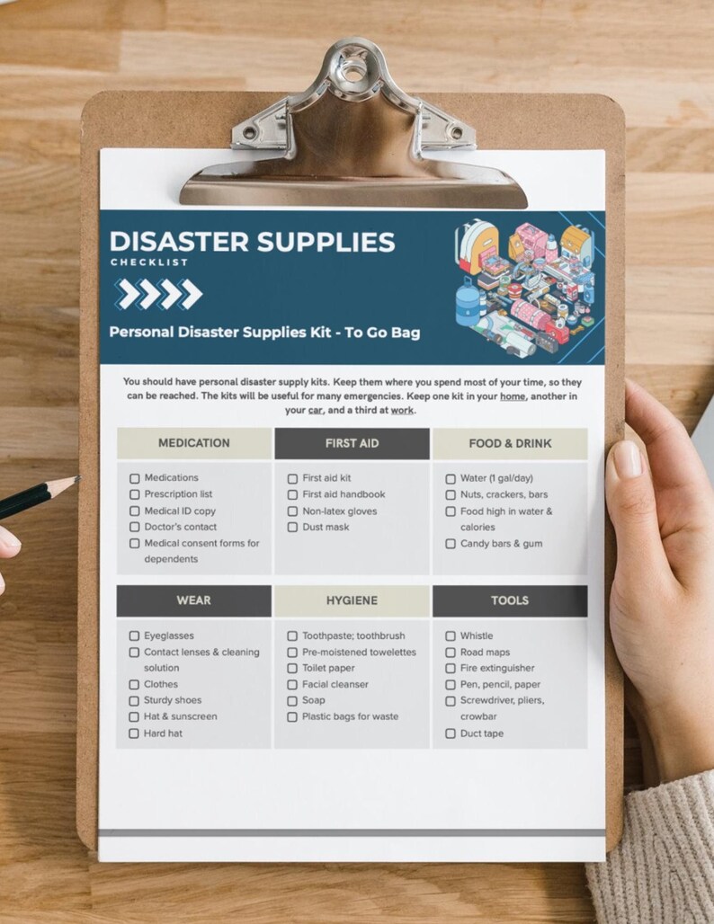 Disaster Checklist Earthquake, Fire, Flood Home and Personal List, Pet