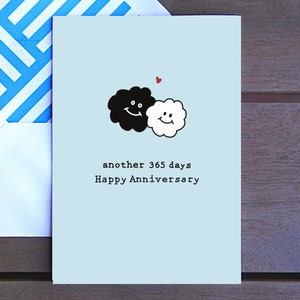 Tarjeta de aniversario de pareja pegajosa de 365 días, linda, mínima, día de San Valentín, amor, esposo, esposa, tarjeta para ella, tarjeta para él, San Valentín, 4x6