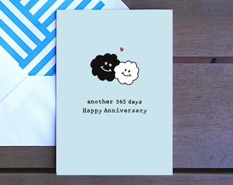 365 Days Sticky Couple Anniversary card, Cute, Minimal, Valentines Day,Love, Husband, Wife, card for her,card for him, Valentines, 4x6