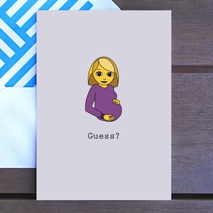 ¿Adivinar? / Funny Cute Card, Bebé, Baby Shower, Gender Reveal Card, Embarazada, Simple Lindo Doodle, 4x6