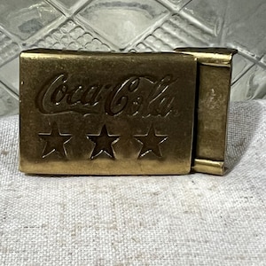 Three Stars - COCA-COLA soda pop collector&#39;s vintage brass tone belt buckle