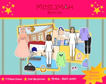 Ramadan Eid Activity Book, Islamic Eid Gift, Modest Dress-up, Hijab, Swim  Gym Wear, Muslim Dolls, Reusable Stickers, Girl Dress Up - Etsy