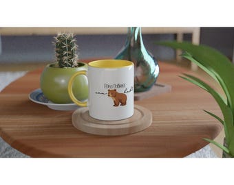 Bärchentasse, weiße Keramiktasse 11oz mit Farbe an der Innenseite,Bären Tasse für geliebten Menschen, Nikolausgeschenk, Kaffeebecher
