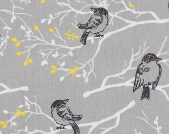 Bird Print Cotton Fabric, Branches and Blossoms, Sewing and Quilting