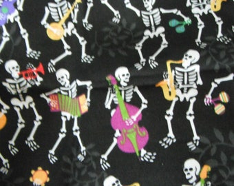 Halloween Musical Skeletons Cotton Fabric, Novelty Print