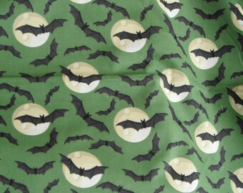 Halloween Bats Cotton Fabric, Full Moon Novelty Print