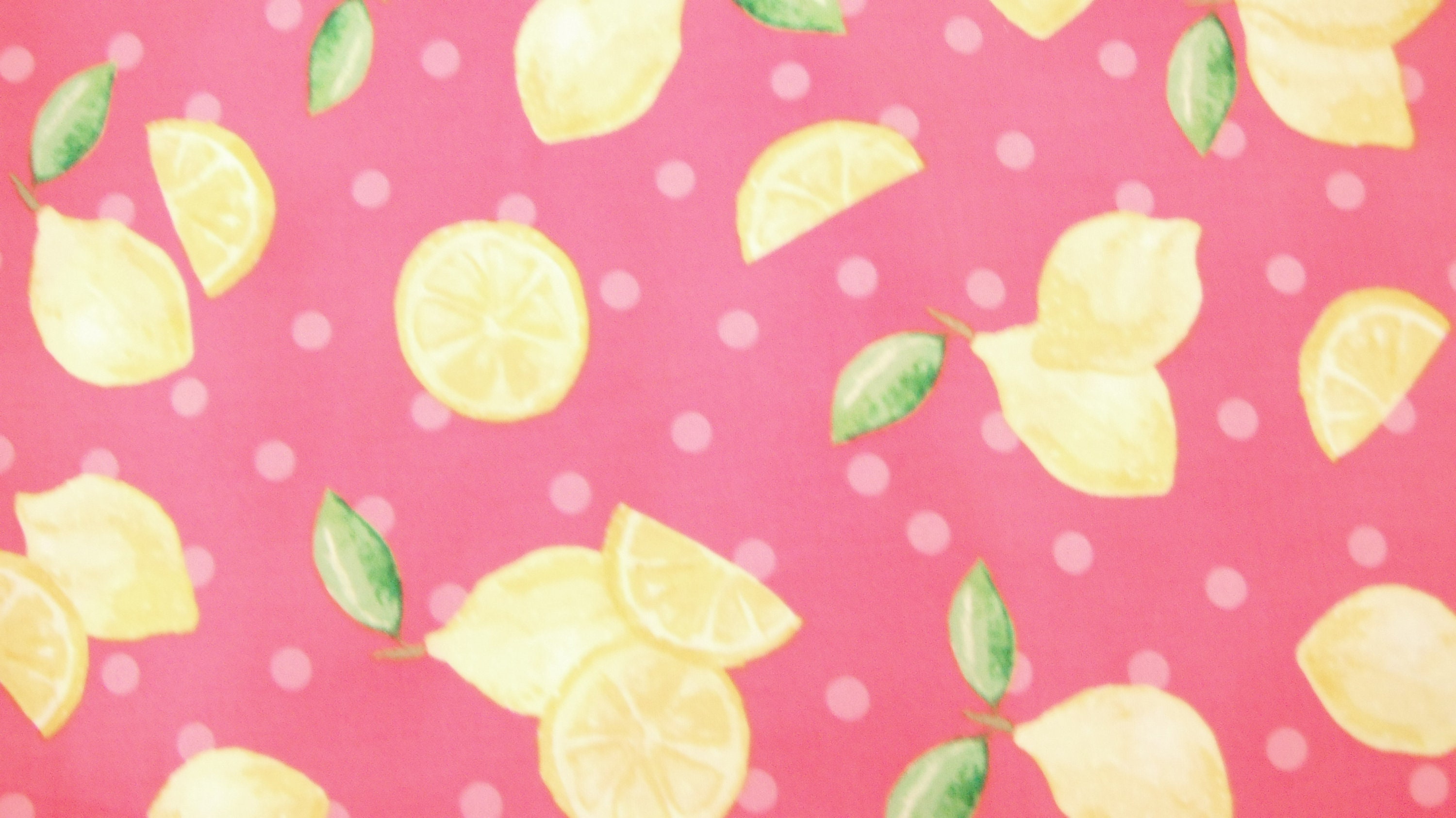 Lemons on Hot Pink Cotton Fabric Lemons and Polka Dots Etsy