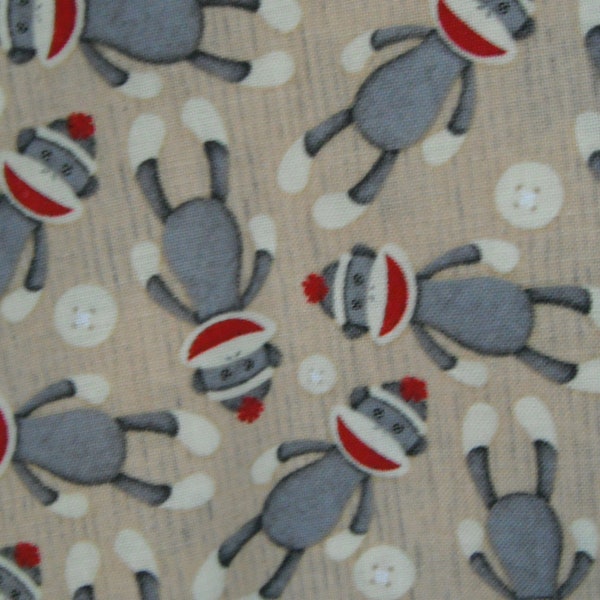 Sock Monkey Fabric - Fabric by Yard - Apparel Fabric - Quilting Fabric - Monkeys fabric - cotton fabric - buttons  fabric - fabrics