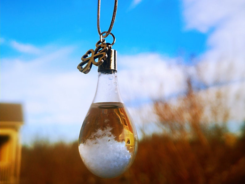 Anniversary Initial Necklace Storm Glass Birthdays Weather Predictor Perfect Gift for Valentine/'s Christmas