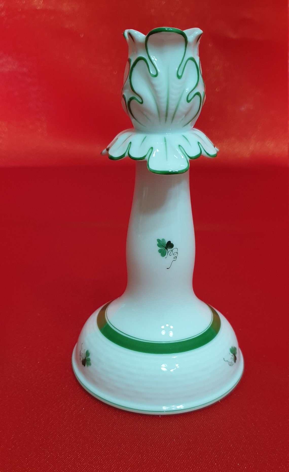 Herend Fine Porcelain Candle Holder With Hand Painted Roses and