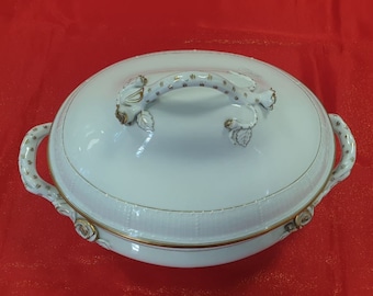 Herend Golden Edge Porcelain Soup Tureen,Herend Porcelain made in Hungary,Herend Hand Painted/Crafted Porcelain,Wedding Gift Dinnerware