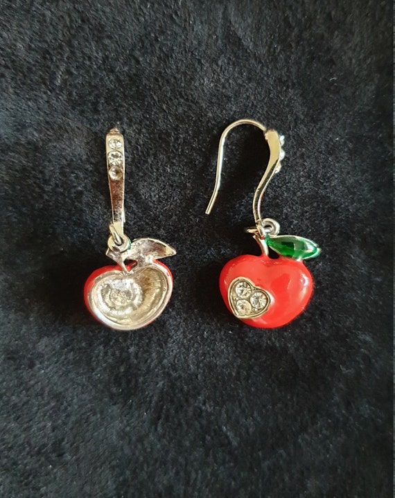 Cherry Pendant Earrings,Italian Handmade Rhinesto… - image 2