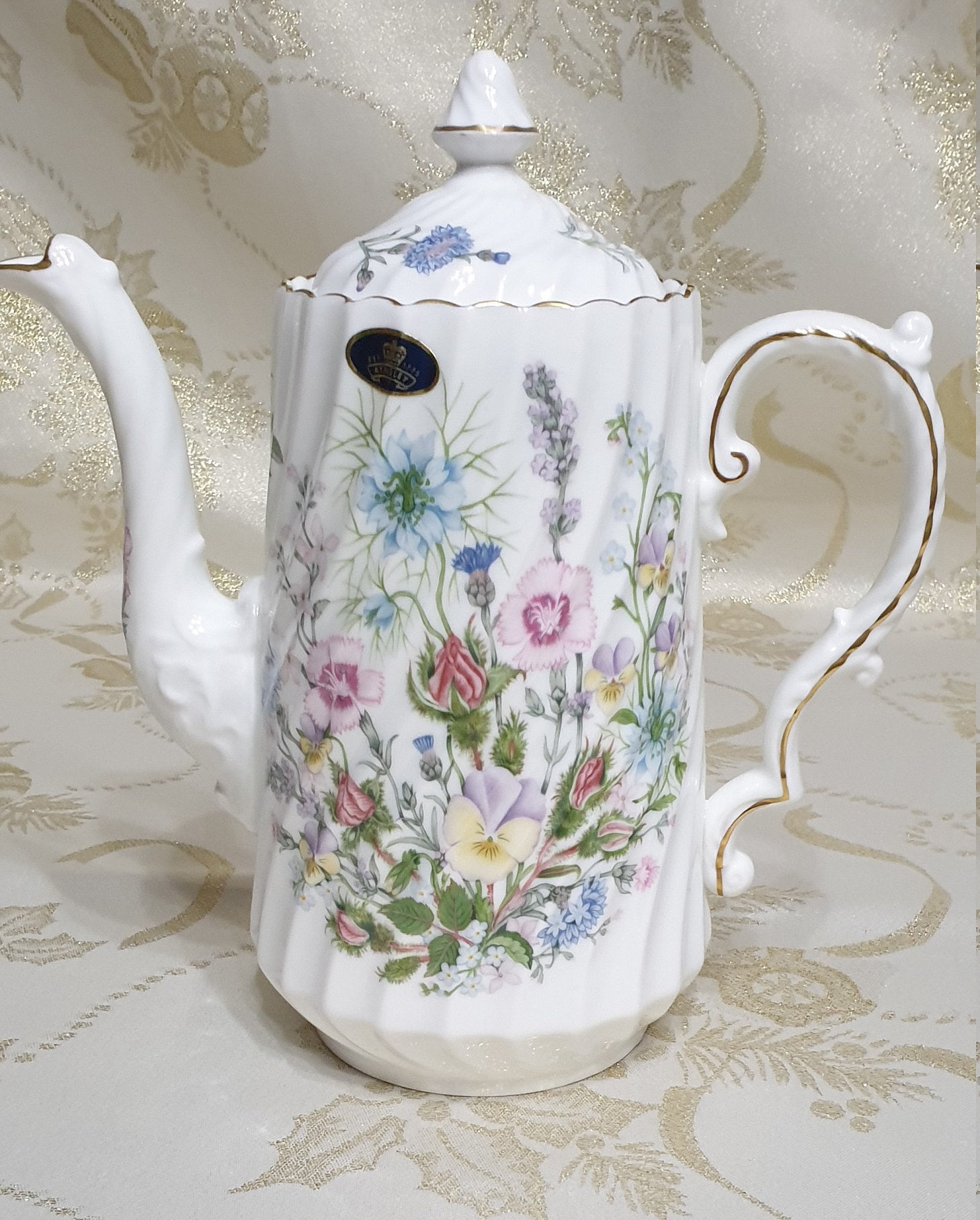 RARE Aynsley WILD TUDOR Coffee Pot,elegant Aynsley Coffee Server 