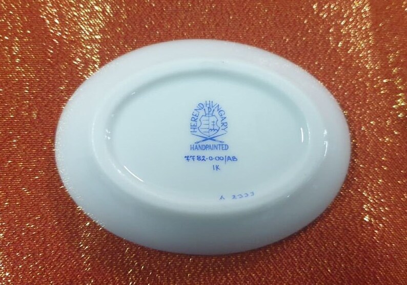 Herend Apponyi Blue AB Porcelain Pin Dish,floral Pin Dish by Herend