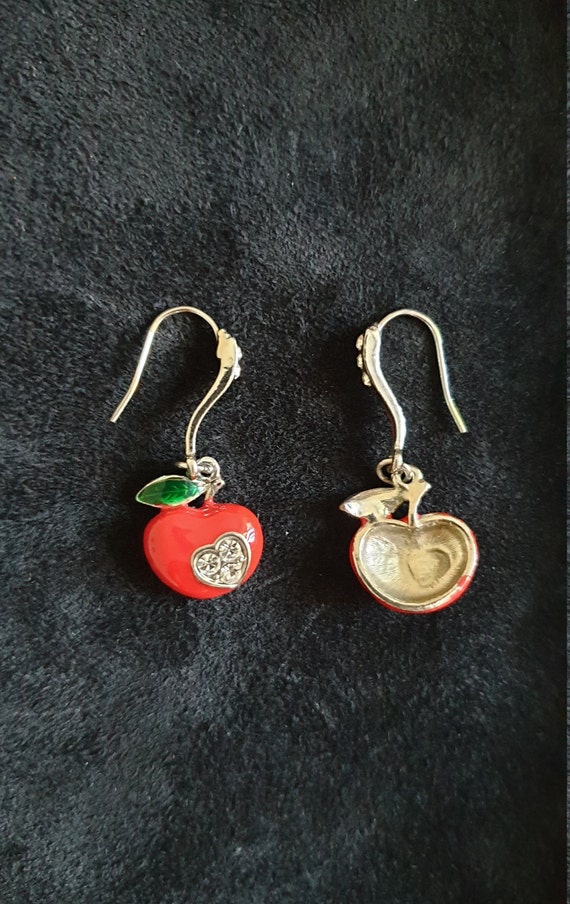 Cherry Pendant Earrings,Italian Handmade Rhinesto… - image 3