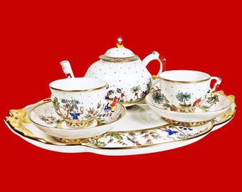 Herend Chinese Fodo Pattern 2-Person Tea Set,Herend Fine China,Handpainted Porcelain,Herend Wedding Gifts,Hungarian Ceramic,Elegant Tea Set