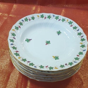 Dinner Plate by Herend Hungary,Fine China Herend Tableware,Handpainted Porcelain Plate,Wedding Gift,Botanical design tableware,Replacement
