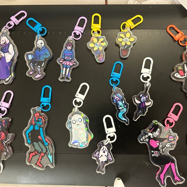 Undertale Charms - Papyrus, Frisk, Flowey, Undyne, Mettaton, Grillby, Muffet, Sans, Napstablook, Whimsun, Alphys, Shyren, Whimsalot