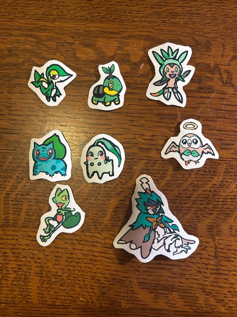 Pegatinas de vinilo impermeables de Pokémon: Chandelure, Duskull, Hydreigon, Corviknight, Bulbasaur, Vileplume, Pokémon iniciales de Hoenn imagen 6