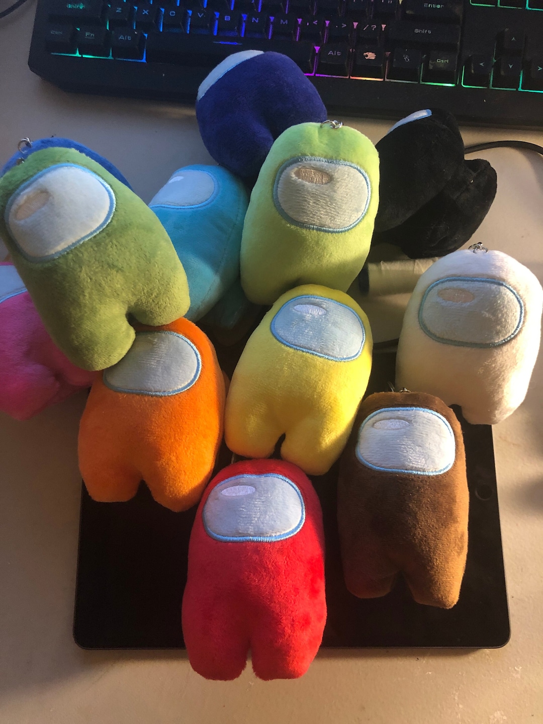 Among Us Plush Keychain Squeaky Squishable Toy Multiple Colors Etsy