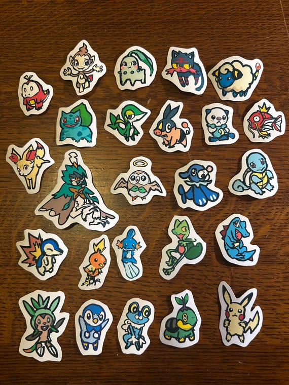 Waterproof Vinyl Pokemon Stickers - Chandelure, Duskull, Hydreigon, Corviknight, Bulbasaur, Vileplume, Hoenn Starters