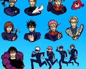 JJK Itadori Gojo Suguru Megumi Nobara Sukuna Nanami Toji Sticker Set