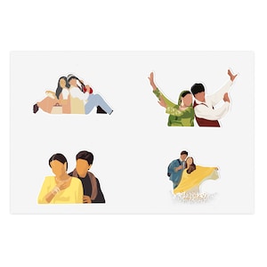 ShahRukh Khan-stickervelpakket (1 set van 1 bevat 4 stickers) | DDLJ Veer Zara K3G Kajol SRK Bollywood