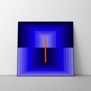 Original Blue & Orange Square Fine Art Print | Contemporary Wall Decor | Luxury Home Decoration Piece