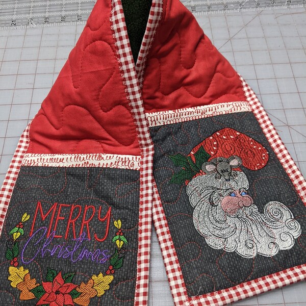 Double Oven Mitt/Pot Holder Trivet - Embroidered/Quilted - Custom Design - handmade 33 inches extra long