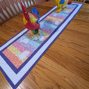 Happy Hoppy Easter Quilted Table Runner Pattern: Bunny Applique (PDF Pattern)
