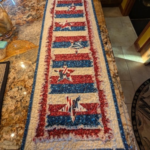 Patriotic Rag Quilted Table Runner Pattern (PDF Pattern)