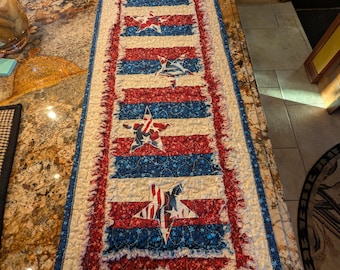 Patriotic Rag Quilted Table Runner Pattern (PDF Pattern)