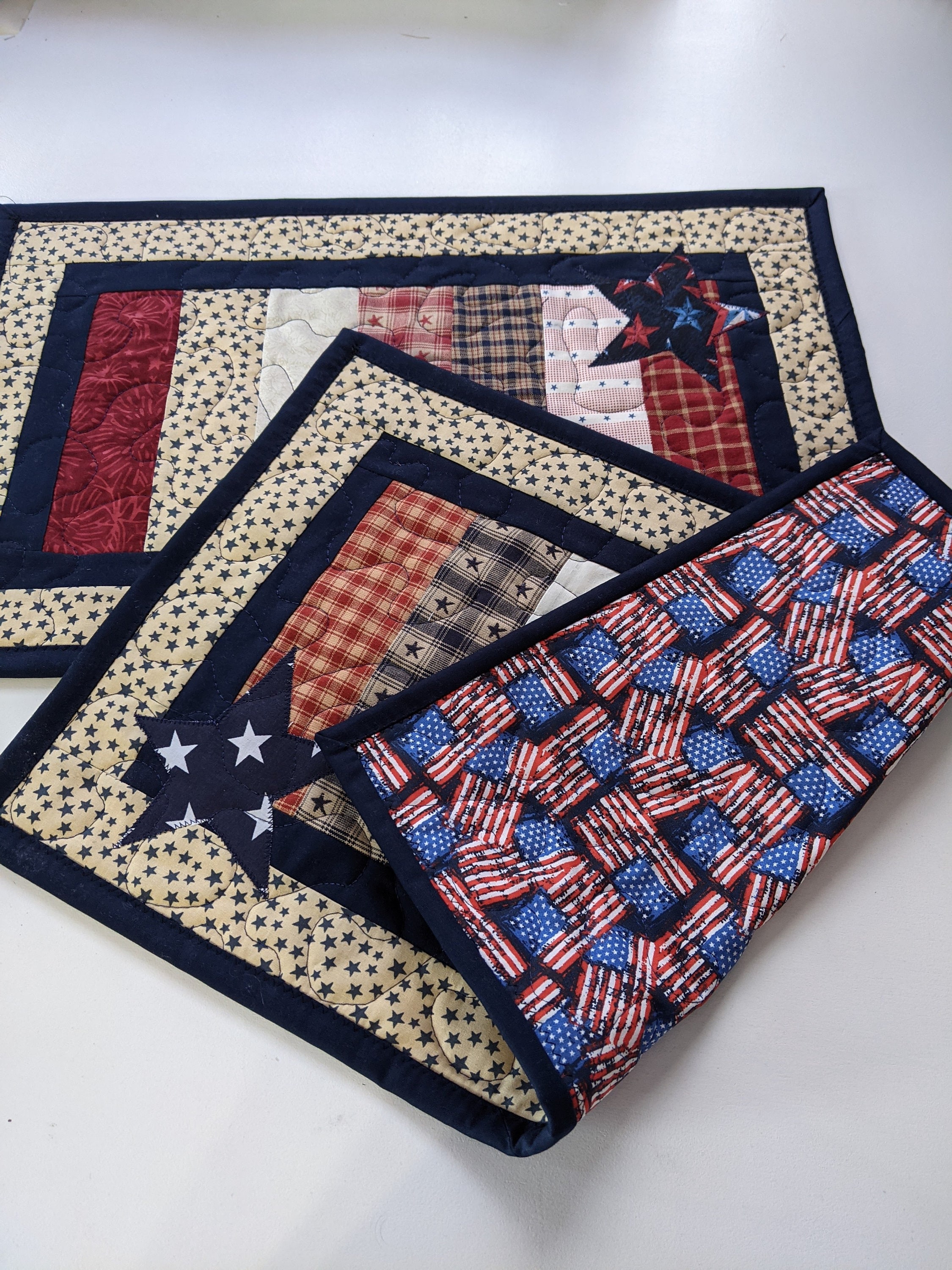 Placemats Quilted Patriotic Appliqued set of 4 12 Etsy