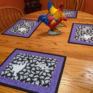 Halloween Ghost Placemats Set: Appliqued Quilted Table Decor