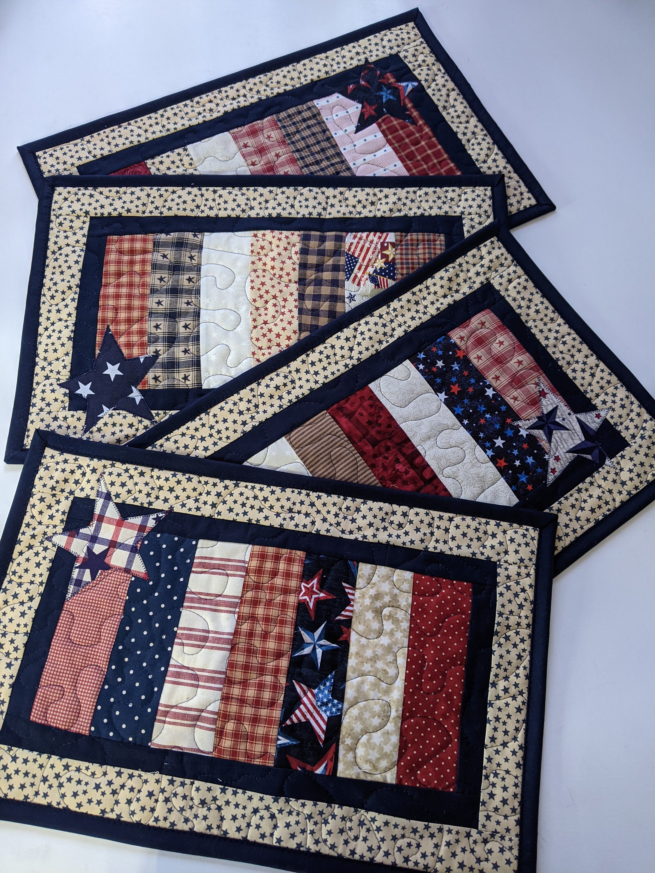 Placemats Quilted Patriotic Appliqued set of 4 12 Etsy