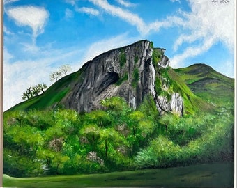 Peinture acrylique de la grotte de Thors, oeuvres d'art, art, toile, Staffordshire, Peak District