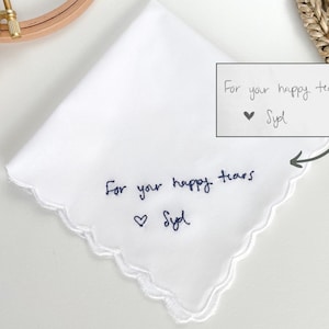 Mother of the Bride Handwriting Custom Embroidered Handkerchief, Bridal Hanky, Gift for Bride Mom, Wedding Handkerchief